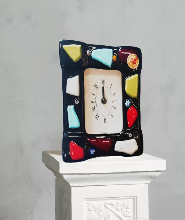 murano glass art clock