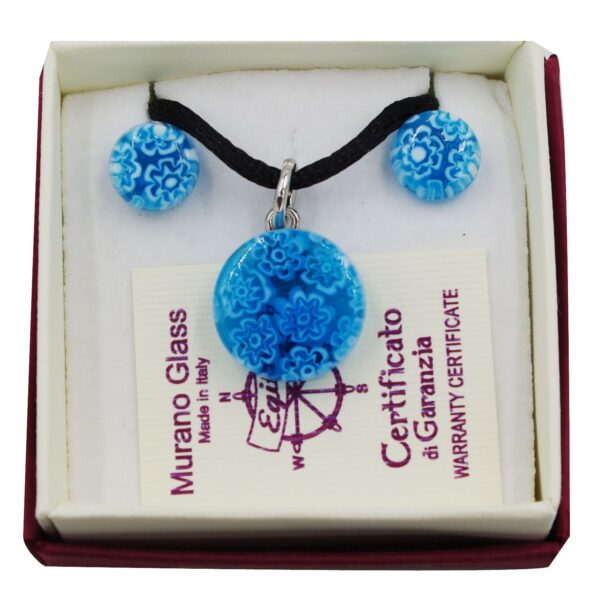 SET of NECKLACE and EARRINGS with MURRINA ROUND PENDANT ⌀1,8cm - Monocolor
