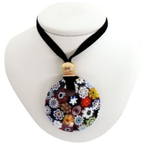 NECKLACE with MURRINA ROUND PENDANT MURANO GLASS ⌀4cm