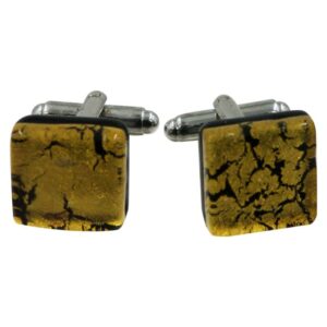 CUFFLINKS 1,5x1,5cm MURANO GLASS with GOLD LEAF