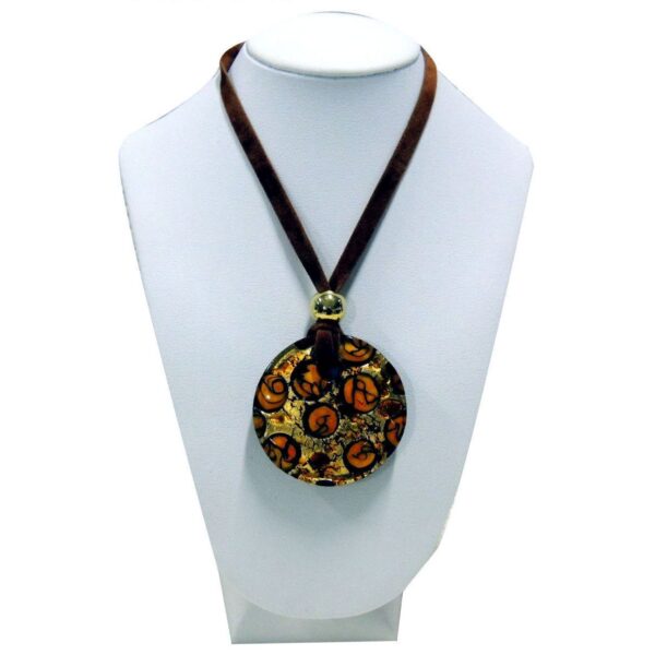 NECKLACE with MURANO ROUND PENDANT and Gold Leaf ⌀4cm
