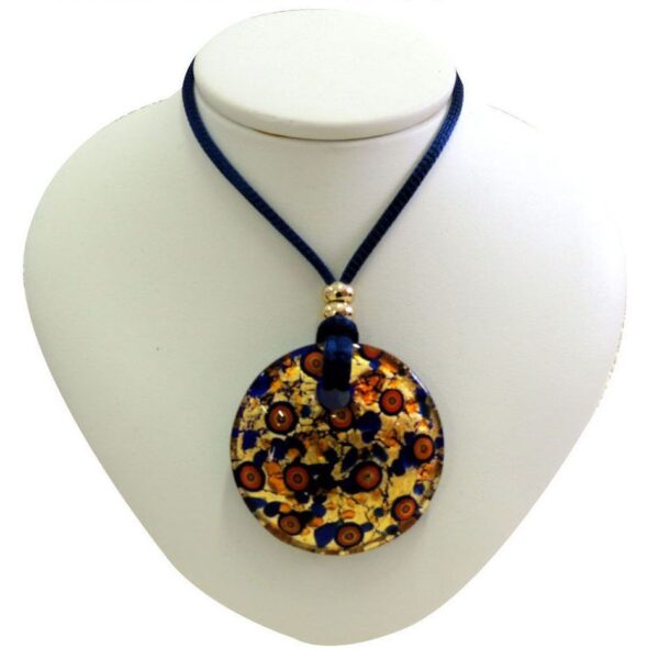 NECKLACE with MURANO ROUND PENDANT and Gold Leaf ⌀5cm