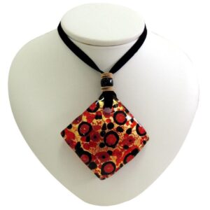 NECKLACE with SQUARE MURANO PENDANT and Gold Leaf 5x5cm