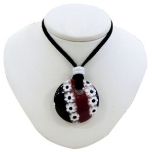 NECKLACE with ROUND GLASS+MURRINA PENDANT MURANO GLASS ⌀3cm