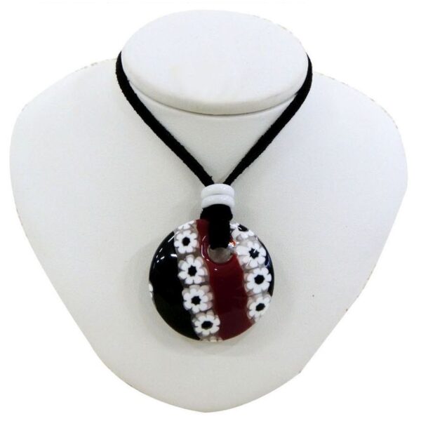 NECKLACE with ROUND GLASS+MURRINA PENDANT MURANO GLASS ⌀3cm