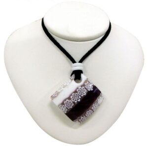 NECKLACE with SQUARE GLASS+MURRINA PENDANT MURANO GLASS 3x3cm