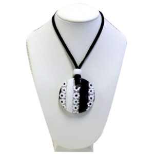 NECKLACE with ROUND GLASS+MURRINA PENDANT MURANO GLASS ⌀4cm