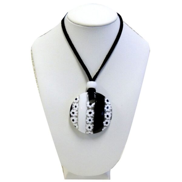 NECKLACE with ROUND GLASS+MURRINA PENDANT MURANO GLASS ⌀4cm