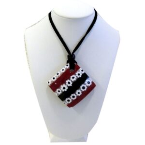 NECKLACE with SQUARE GLASS+MURRINA PENDANT MURANO GLASS 4x4cm