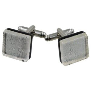 CUFFLINKS 1,5X1,5cm MURANO GLASS with SILVER LEAF