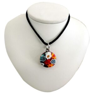 Necklace With Murrina Round Pendant Murano Glass ⌀1,8cm - Multicolor