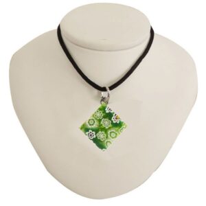 NECKLACE with MURRINA SQUARE PENDANT MURANO GLASS 2x2cm - Monocolor