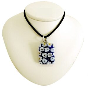 NECKLACE with MURRINA RECTANGULAR PENDANT MURANO GLASS 1,8X2,5 - Monocolor
