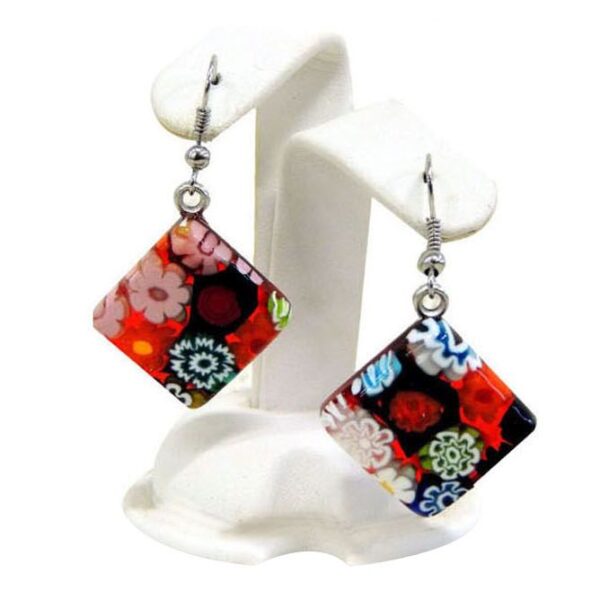 MURRINA EARRINGS - MURANO GLASS SQUARES 1,5X1,5cm
