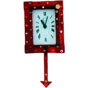CLOCK WITH PENDULUM 14X18cm MURANO GLASS "FREZZERIA" series