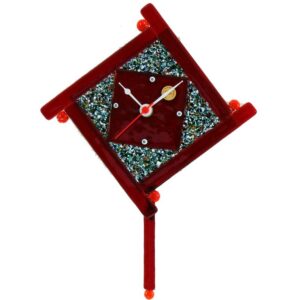Clock With Pendulum Square Murano Glass 14x14cm "Ca' D'oro" Series