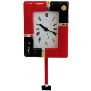 CLOCK WITH PENDULUM MURANO GLASS 14X18cm "CANALETTO" series