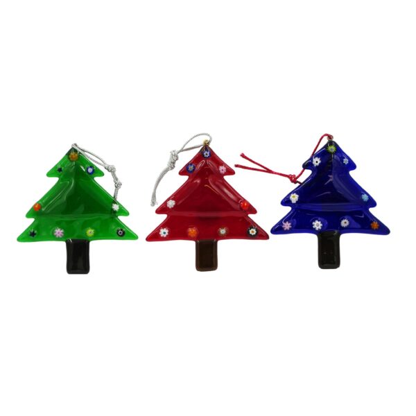 Hanging Christmas Tree Murano Glass h 8cm (3 Pieces)