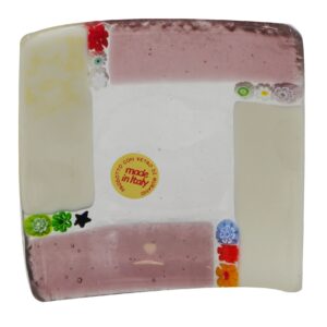 Plate Murano Glass With Murrine 9x9cm Laguna Series