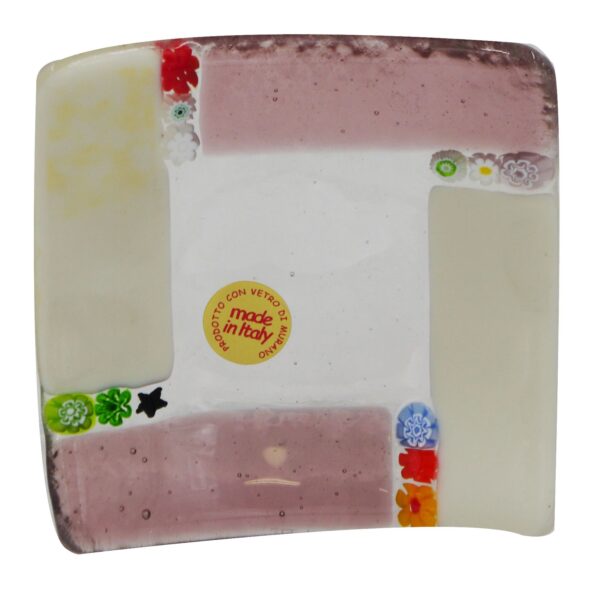 Plate Murano Glass With Murrine 9x9cm Laguna Series