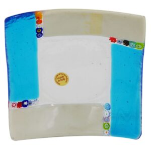 Plate Murano Glass With Murrine 14x14cm Laguna Series