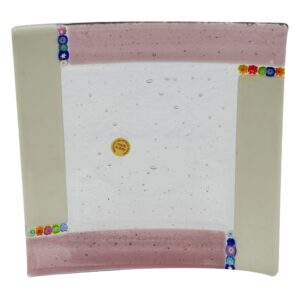Plate Murano Glass With Murrine 20x20cm Laguna Series