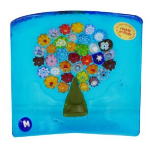 PLATE MURANO GLASS with MURRINE 9X9cm TREE of LIFE