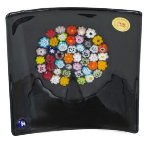 PLATE MURANO GLASS with MURRINE 11,5X11,5cm TREE of LIFE