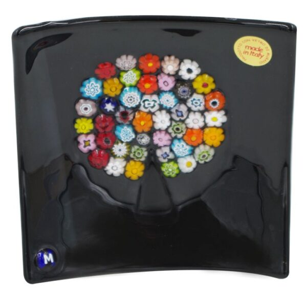 PLATE MURANO GLASS with MURRINE 11,5X11,5cm TREE of LIFE