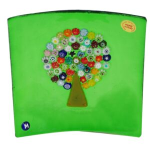 PLATE MURANO GLASS with MURRINE 14X14cm TREE of LIFE