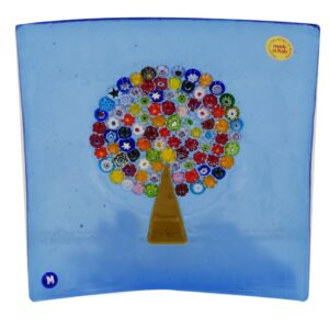 PLATE MURANO GLASS with MURRINE 17X17cm TREE of LIFE
