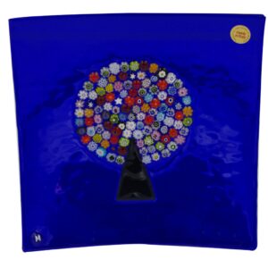 PLATE MURANO GLASS with MURRINE 20X20cm TREE of LIFE