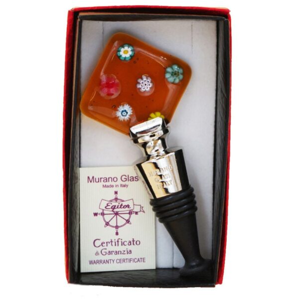 Wine Stopper Murano Glass + Murrina 3,8x3,8cm