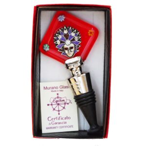 WINE STOPPER MURANO GLASS + MURRINA + VENICE MASK 3,8X3,8cm