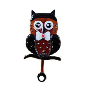 Owl Clock With Pendulum Murano Glass 25/30 cm