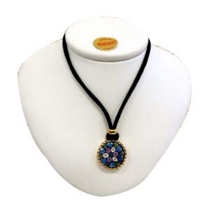 Necklace With Murrina Round Pendant ⌀1,4cm - Bordered