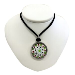 Necklace With Murrina Round Pendant ⌀2,3cm - Bordered