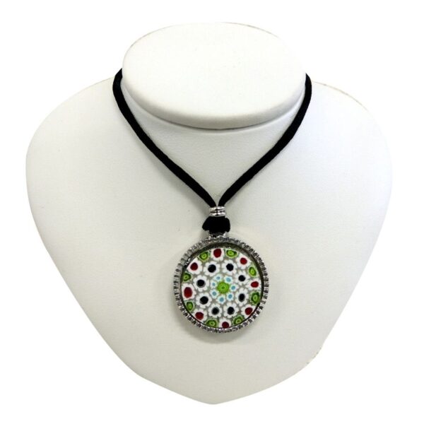 Necklace With Murrina Round Pendant ⌀2,3cm - Bordered