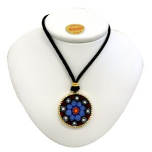 Necklace With Murrina Round Pendant ⌀2,6cm - Bordered