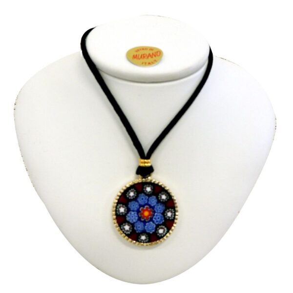 Necklace With Murrina Round Pendant ⌀2,6cm - Bordered
