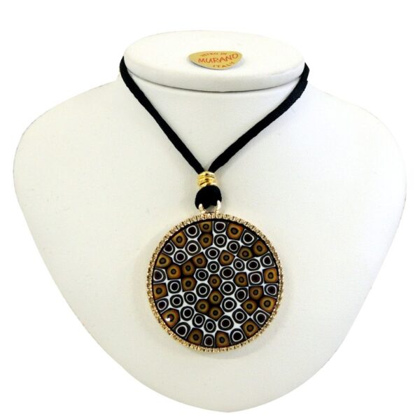 Necklace With Murrina Round Pendant ⌀3,2cm - Bordered