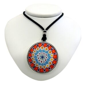 Necklace With Murrina Round Pendant ⌀3,6cm - Bordered