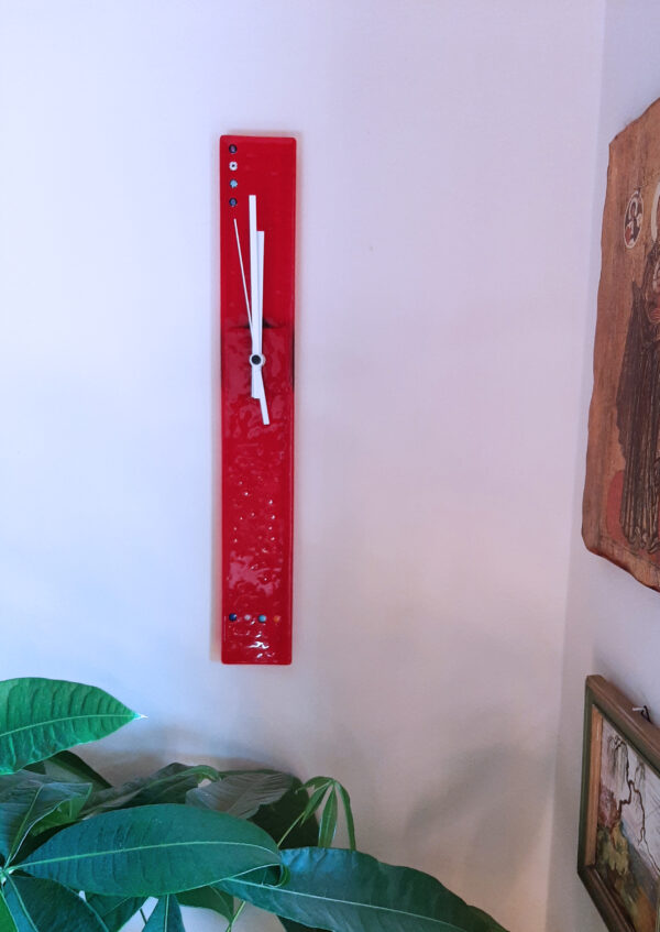 Red Stylo - MURANO GLASS CLOCK by BSDesign